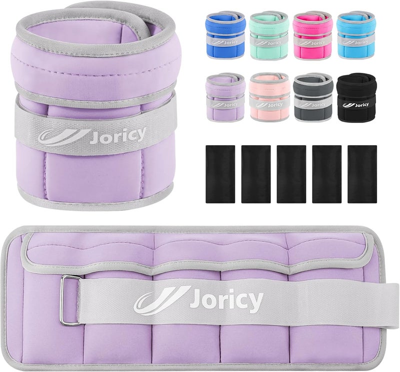 JORICY Adjustable Ankle Weights for Women Men 1/2/3/4/5/6/8/10/12/20 LBS 1 Pair Wrist Leg Arm Weights with Removable Weight Strength Training Weight for Walking Running Fitness Physical Therapy - Image 1